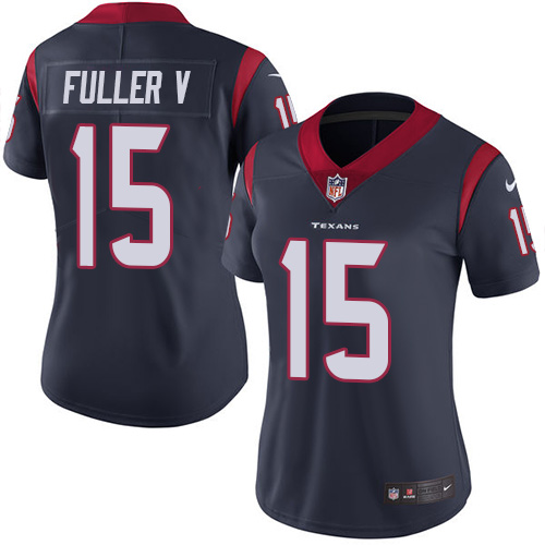 Women Houston Texans #15 Fuller V blue Nike Vapor Untouchable Limited NFL Jersey->women nfl jersey->Women Jersey